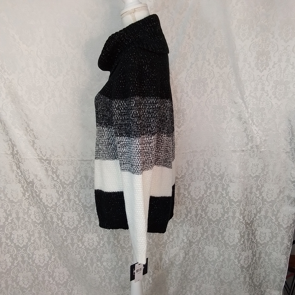 by & by black gray white cozy knit sweater with cowl collar ne - Picture 3 of 10